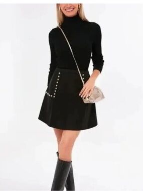 Tuckernuck Black A-Line Mini Skirt with Stud Trim medium